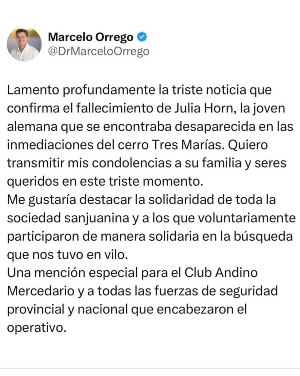 Orrego comunicado