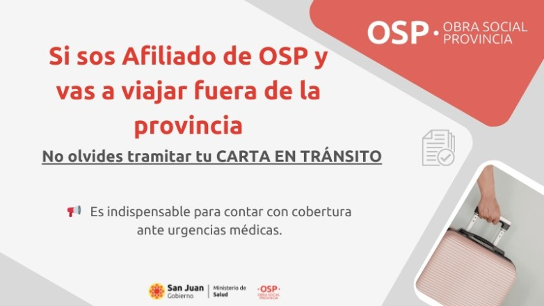 La OSP informa sobre el trámite de Carta en Tránsito para viajes fuera de la provincia